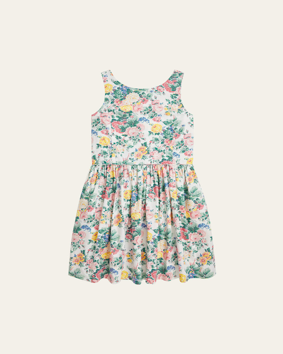 Girl's Sleeveless Floral Poplin Day Dress, Size 7-16